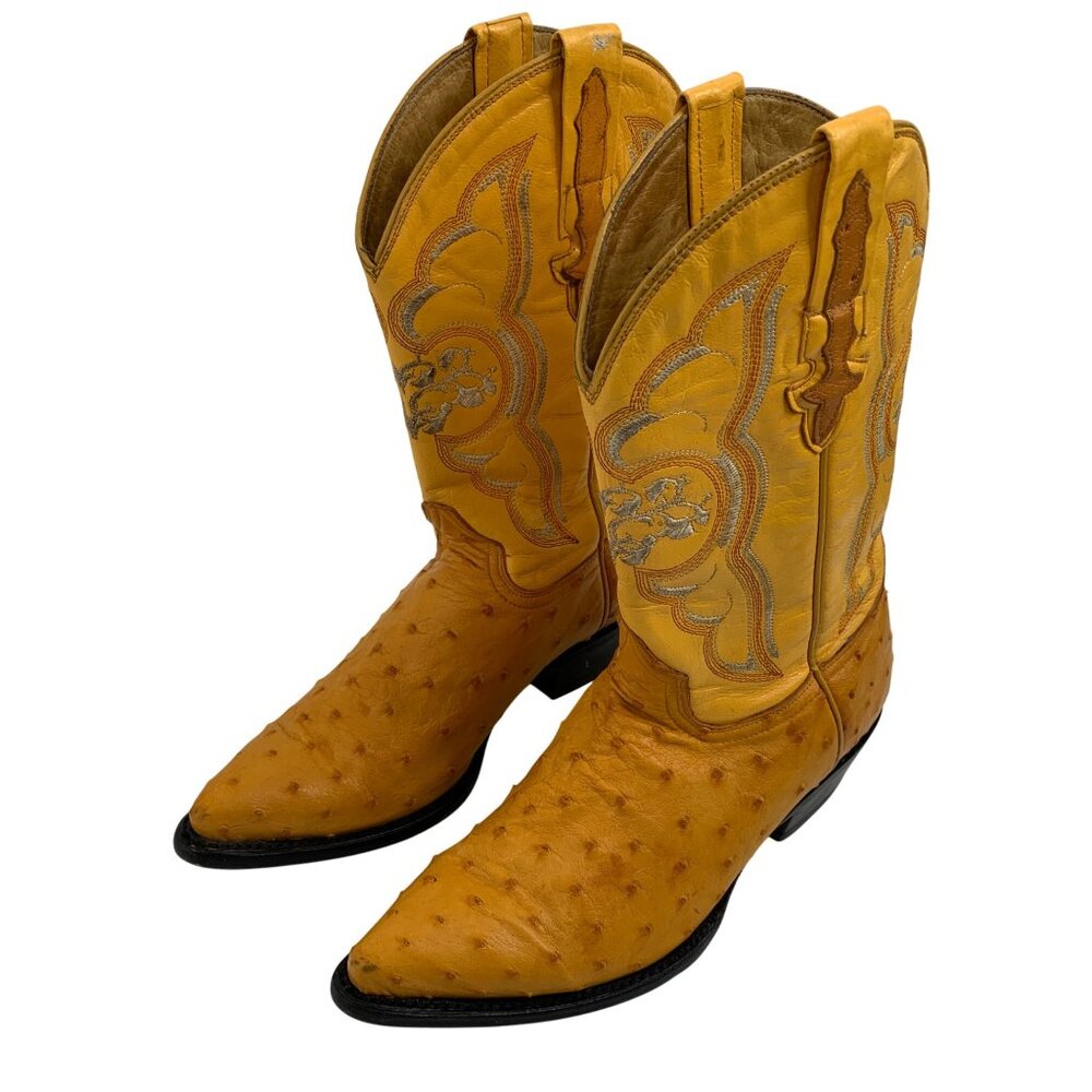Unisex Ostrich Leather Cowboy Boots 24 1/2 Mex 7.5 W US 6 M US Rodeo Bravo